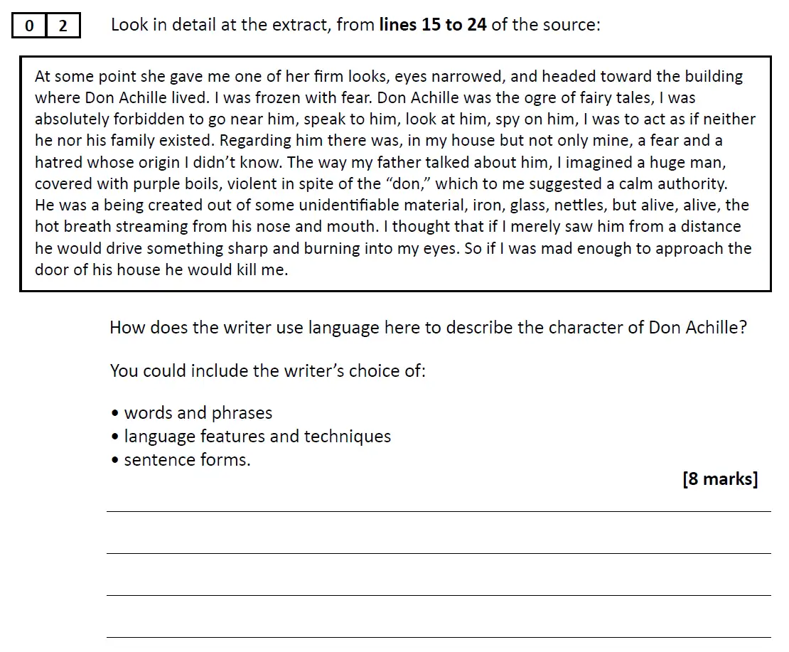 Question 02 - GCSE AQA English Language Predicted Paper 1