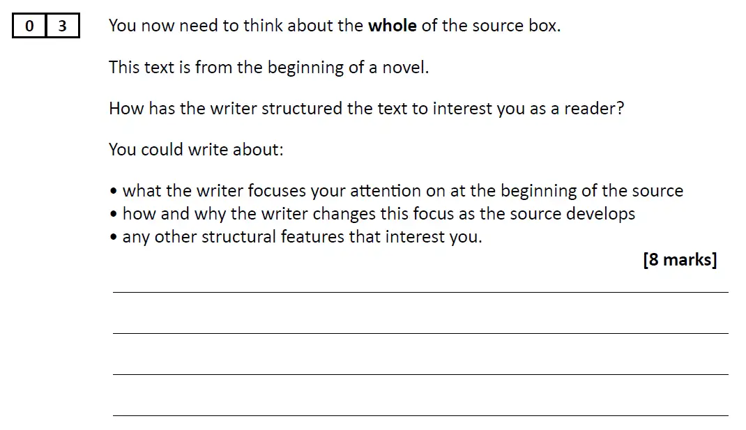 Question 03 - GCSE AQA English Language Predicted Paper 1