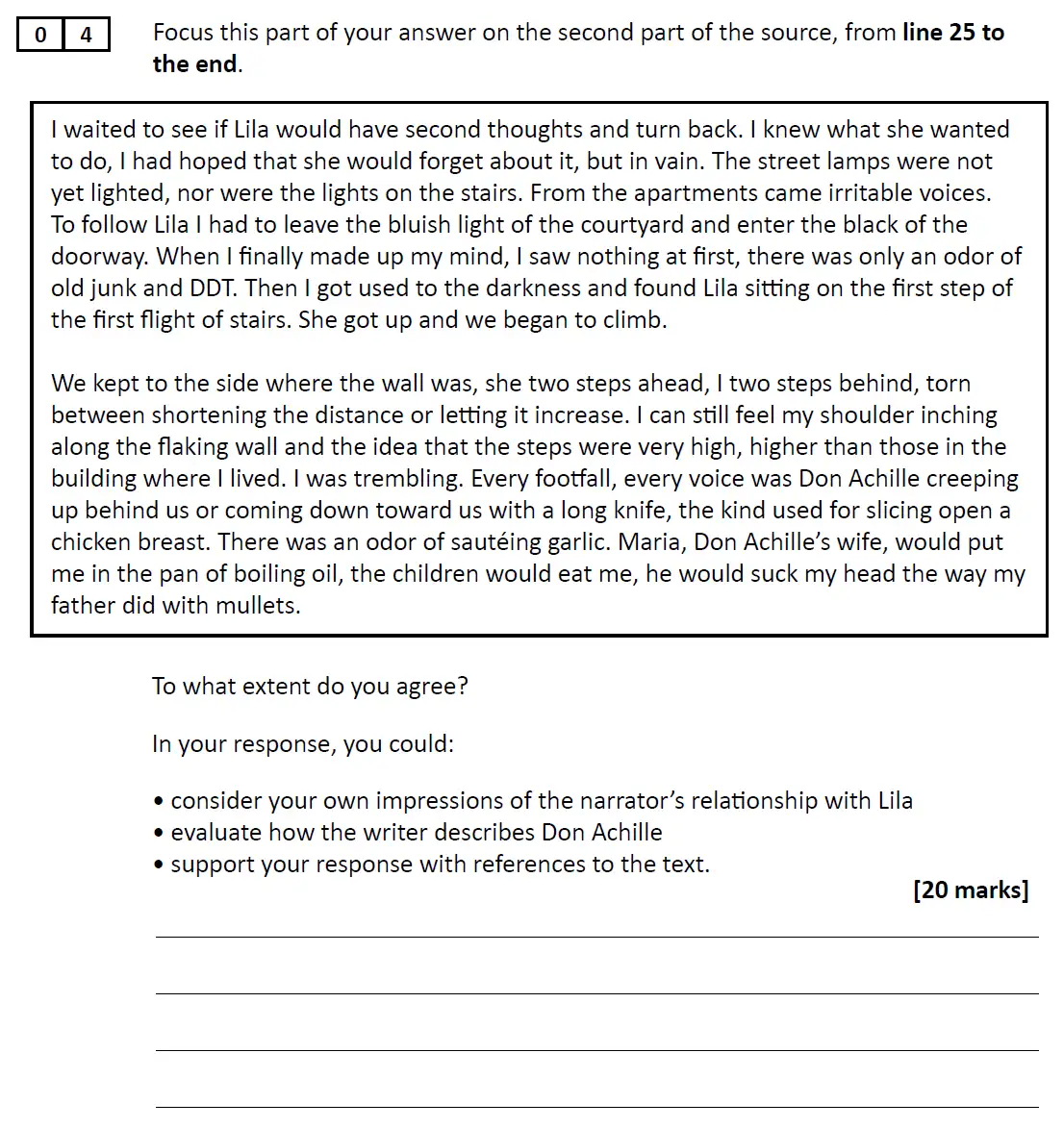 Question 04 - GCSE AQA English Language Predicted Paper 1