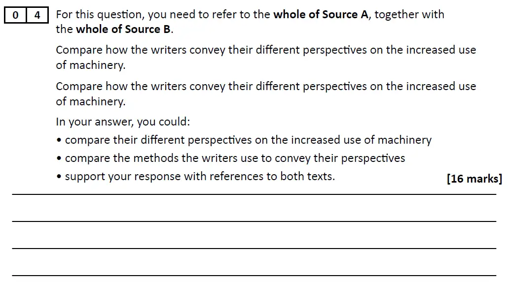 Question 04 - GCSE AQA English Language Predicted Paper 2