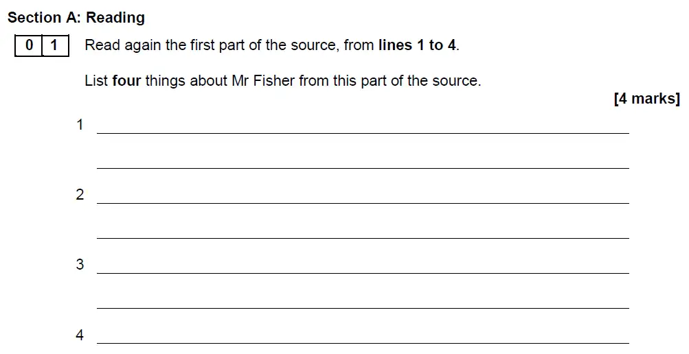 Question 01 - GCSE AQA English Language Past Paper 1 - June 2018