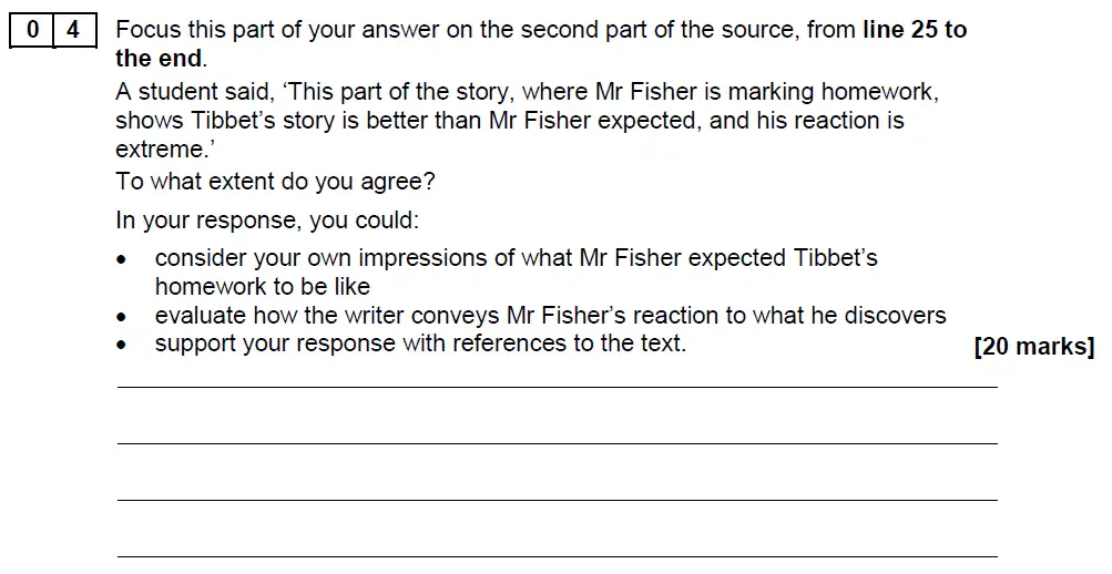 Question 04 - GCSE AQA English Language Past Paper 1 - June 2018