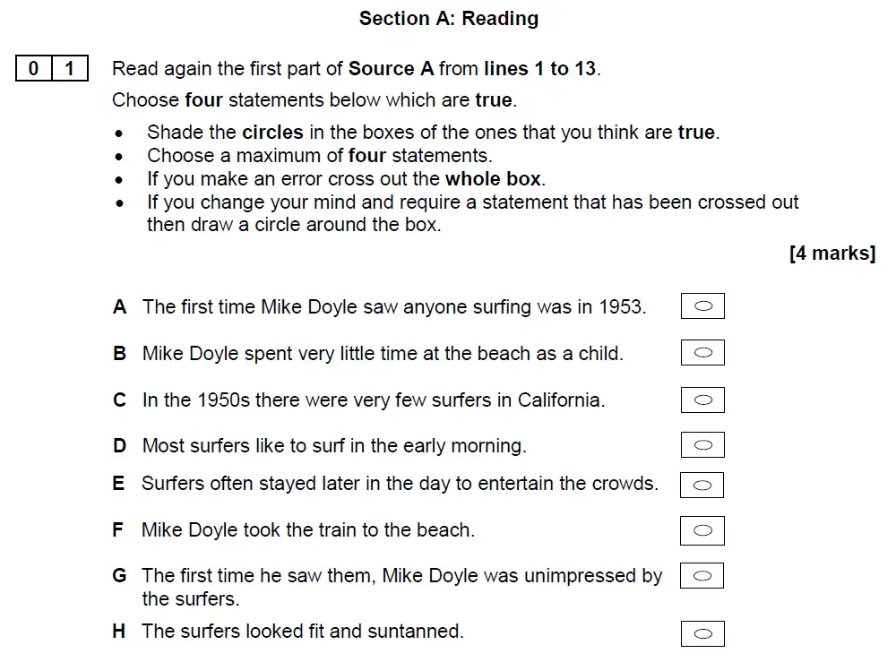 Question 01 - GCSE AQA English Language Past Paper 2 - June 2018