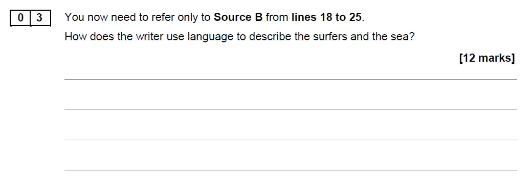 Question 03 - GCSE AQA English Language Past Paper 2 - June 2018