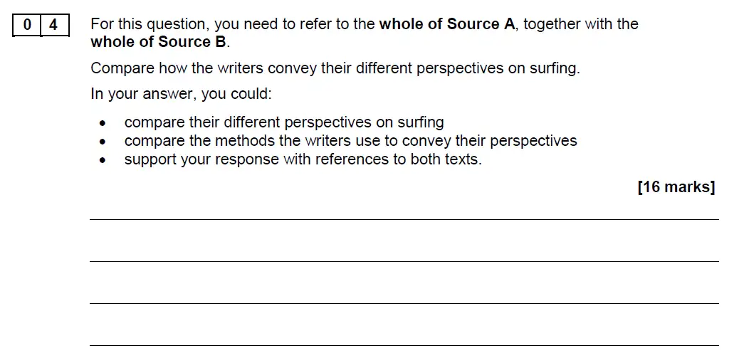 Question 04 - GCSE AQA English Language Past Paper 2 - June 2018