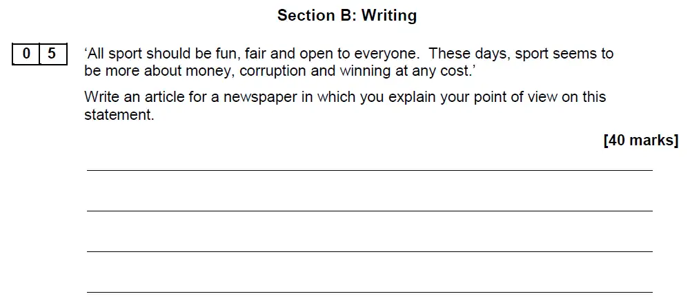 Writing task 01 - GCSE AQA English Language Past Paper 2 - June 2018