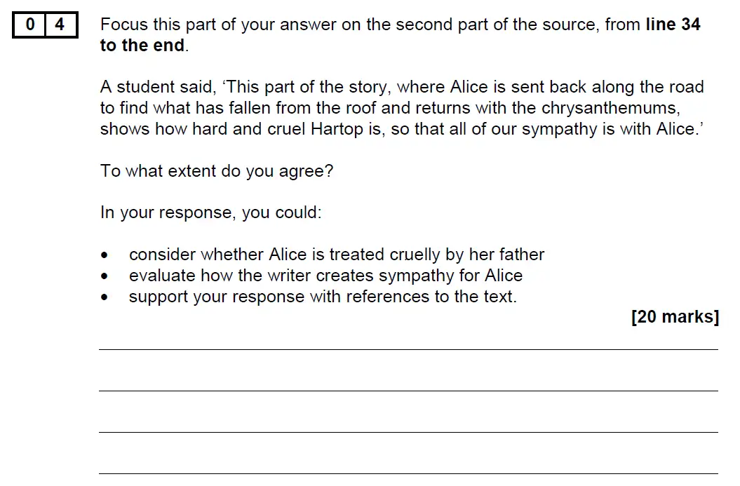 Question 04 - GCSE AQA English Language Past Paper 1 - June 2019