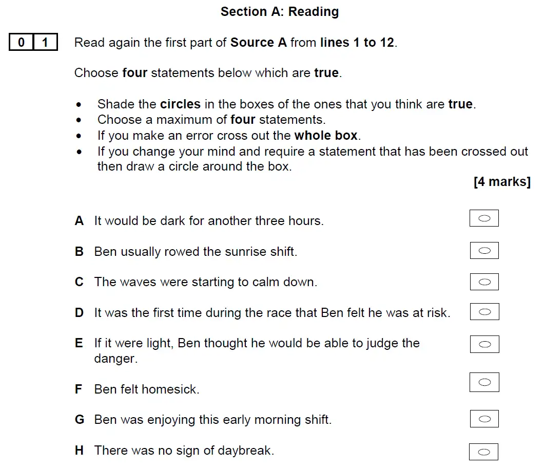 Question 01 - GCSE AQA English Language Past Paper 2 - June 2019