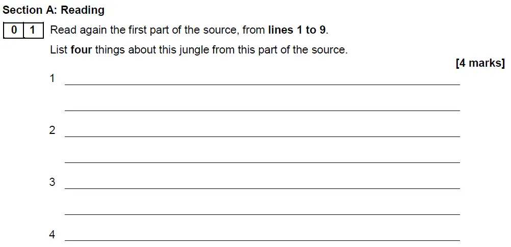 Question 01 - GCSE AQA English Language Past Paper 1 - November 2018