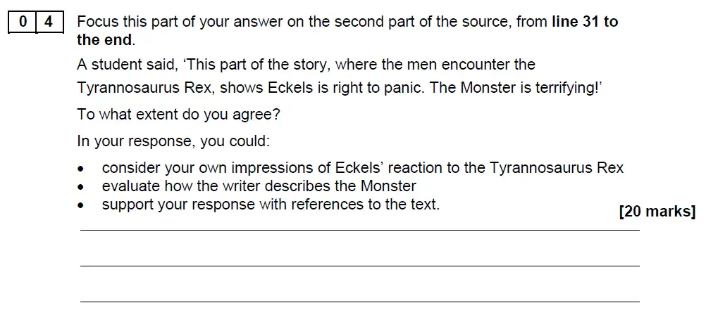 Question 04 - GCSE AQA English Language Past Paper 1 - November 2018