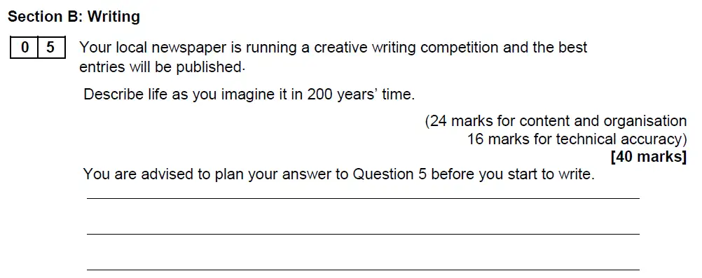 Writing task 02 - GCSE AQA English Language Past Paper 1 - November 2018