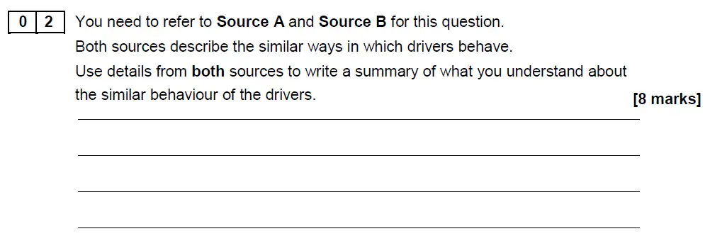 Question 02 - GCSE AQA English Language Past Paper 2 - November 2018
