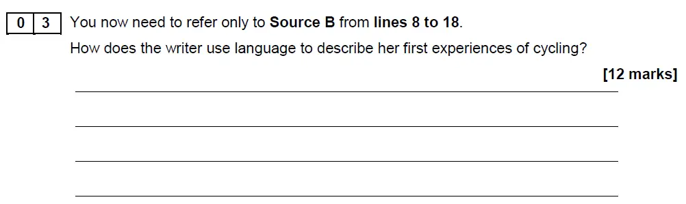 Question 03 - GCSE AQA English Language Past Paper 2 - November 2018