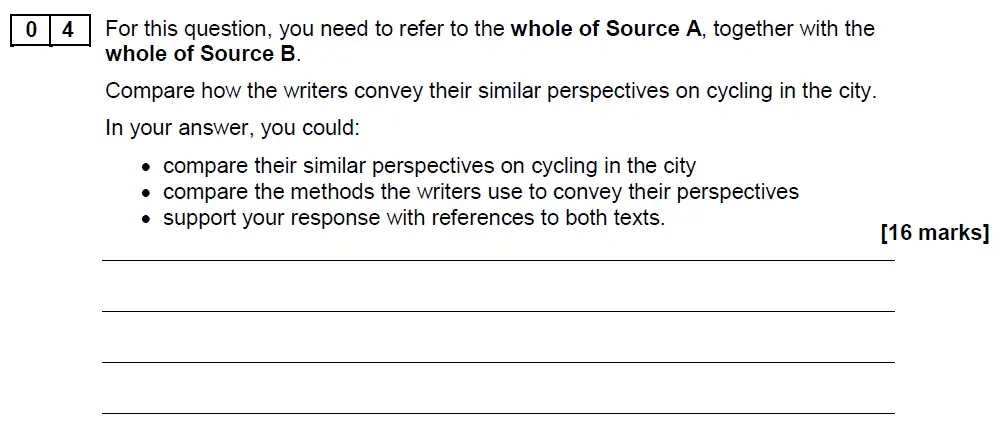 Question 04 - GCSE AQA English Language Past Paper 2 - November 2018