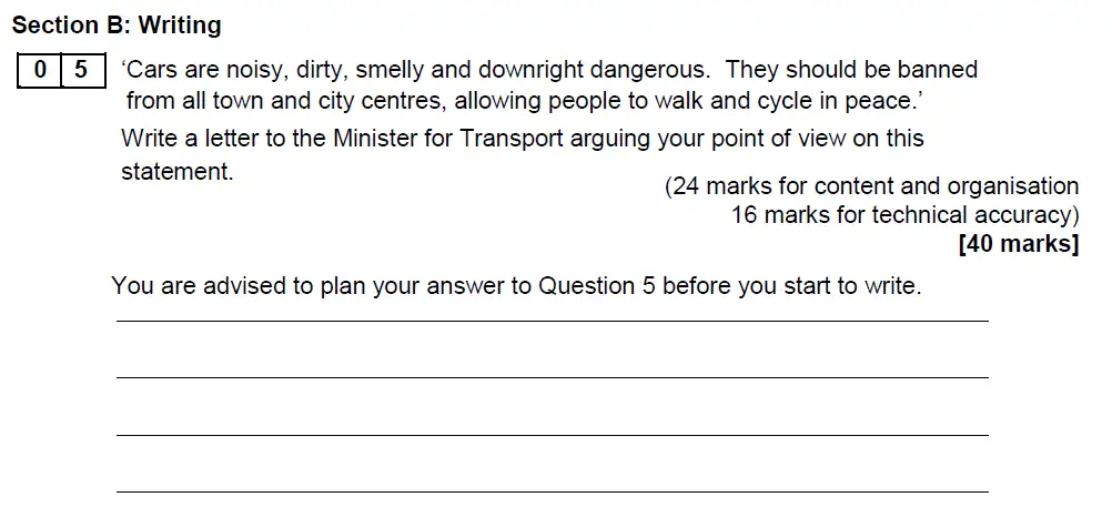 Writing task 01 - GCSE AQA English Language Past Paper 2 - November 2018