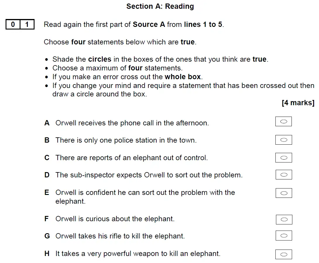 Question 01 - GCSE AQA English Language Past Paper 2 - November 2019