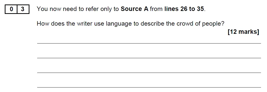 Question 03 - GCSE AQA English Language Past Paper 2 - November 2019