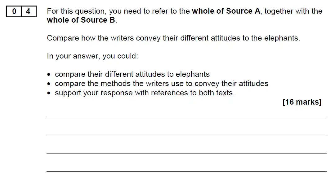 Question 04 - GCSE AQA English Language Past Paper 2 - November 2019