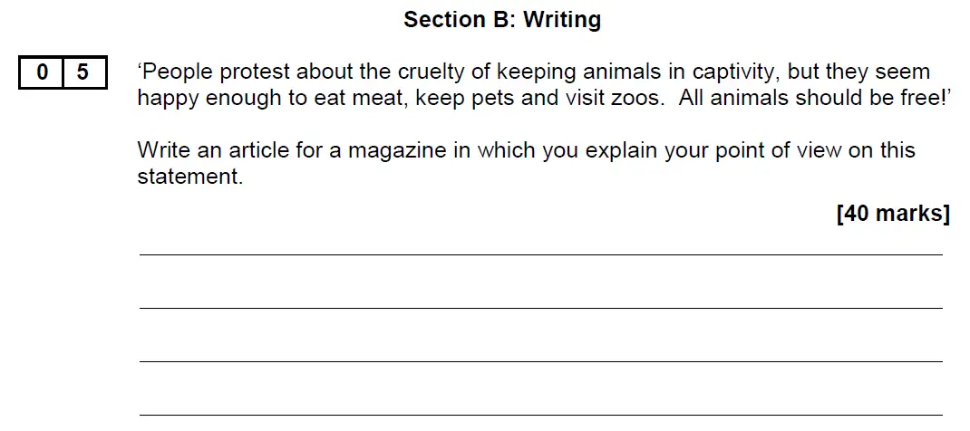 Writing task 01 - GCSE AQA English Language Past Paper 2 - November 2019