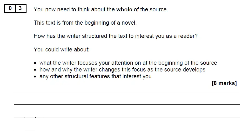 Question 03 - GCSE AQA English Language Past Paper 1 - November 2020