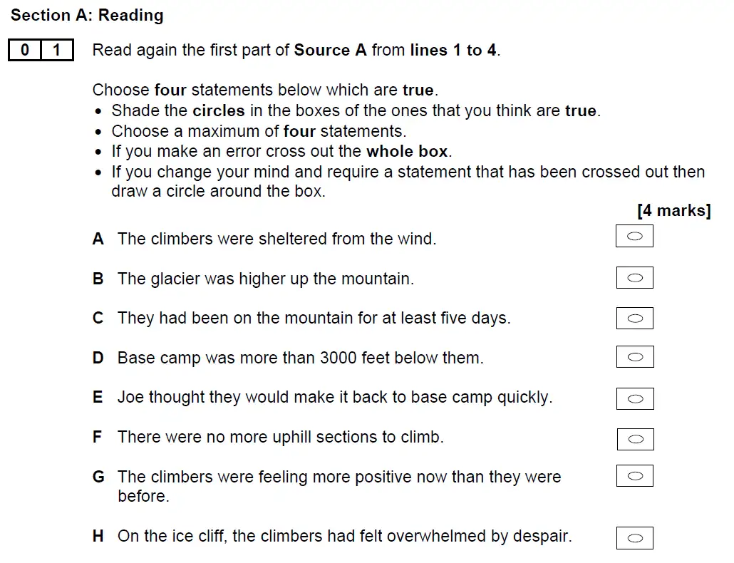 Question 01 - GCSE AQA English Language Past Paper 2 - November 2020
