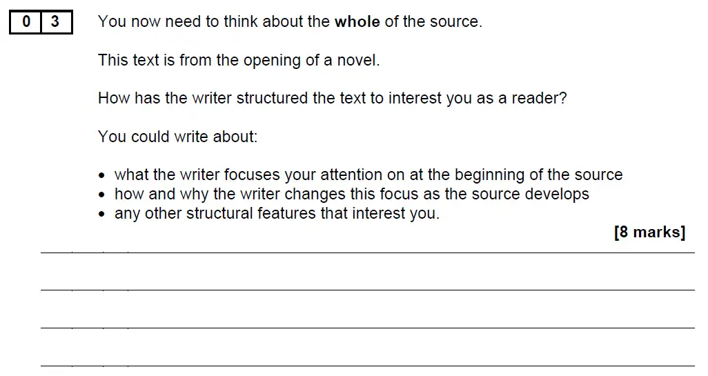 Question 03 - GCSE AQA English Language Past Paper 1 - November 2021