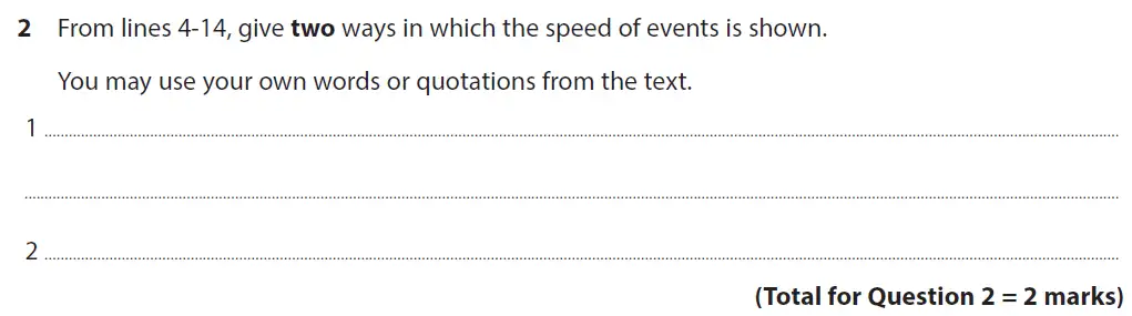 Question 02 - GCSE Edexcel English Language Past Paper 1 - June 2018
