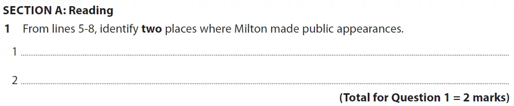 Question 01 - GCSE Edexcel English Language Past Paper 2 - June 2018
