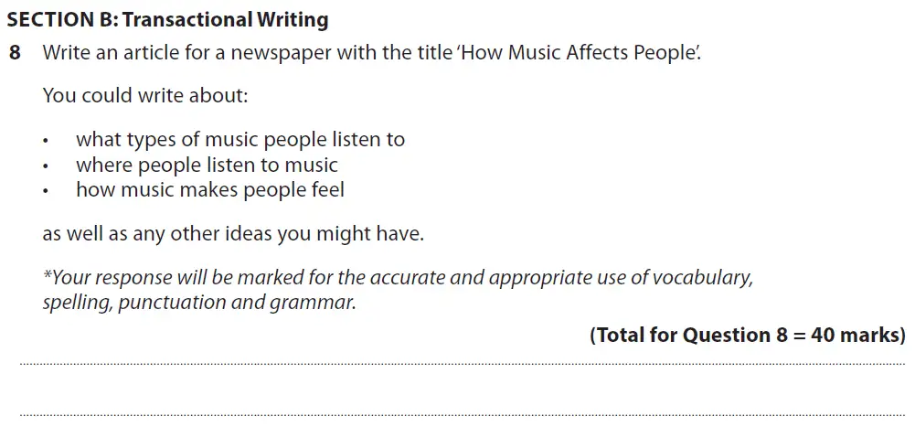 Writing task 01 - GCSE Edexcel English Language Past Paper 2 - June 2018
