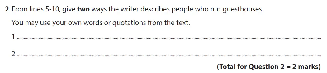 Question 02 - GCSE Edexcel English Language Past Paper 2 - June 2019
