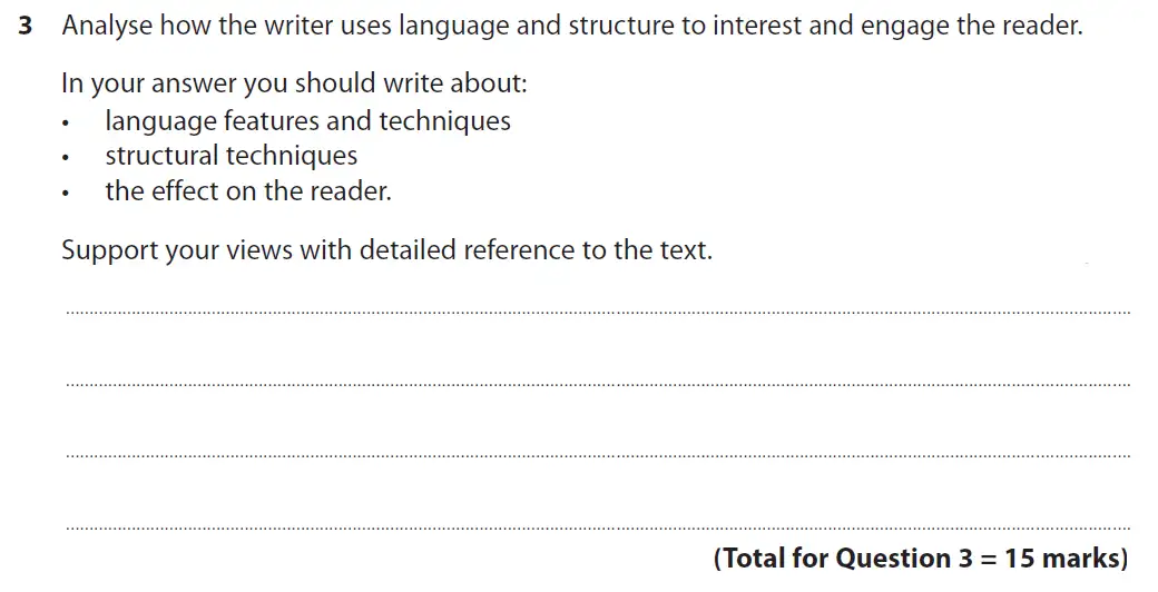 Question 03 - GCSE Edexcel English Language Past Paper 2 - November 2018