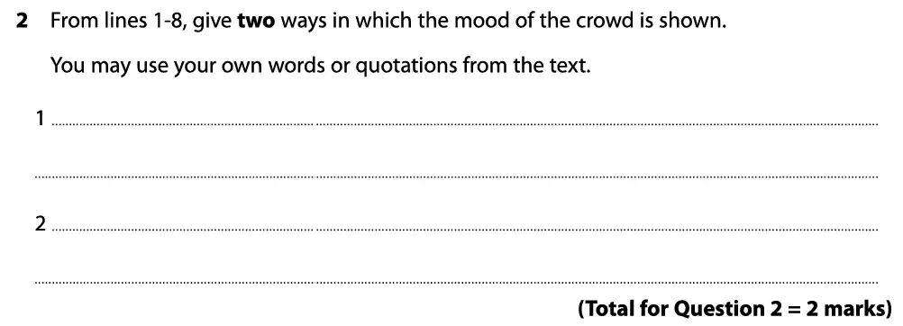 Question 02 - GCSE Edexcel English Language Past Paper 1 - November 2019