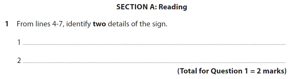 Question 01 - GCSE Edexcel English Language Past Paper 2 - November 2019