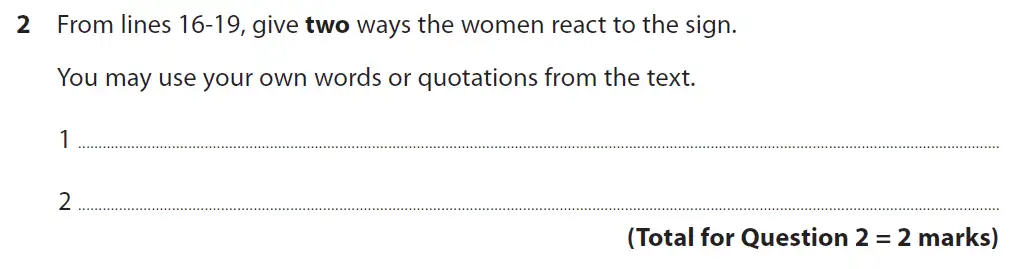 Question 02 - GCSE Edexcel English Language Past Paper 2 - November 2019