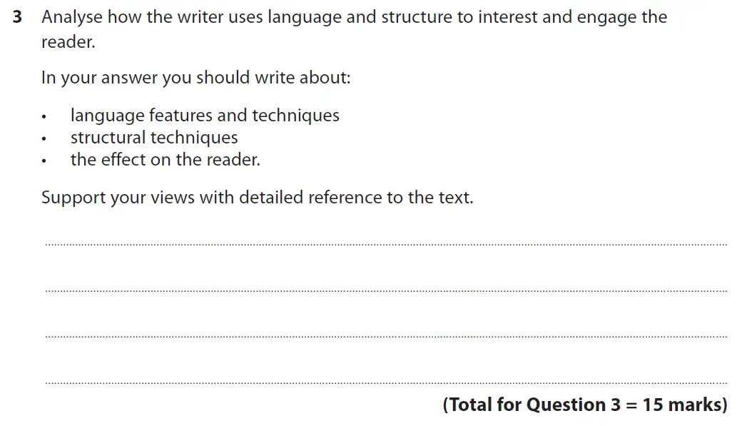 Question 03 - GCSE Edexcel English Language Past Paper 2 - November 2019