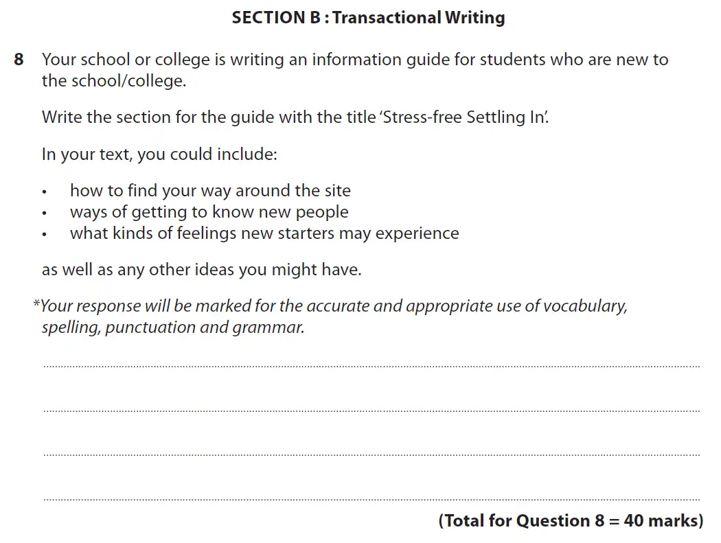 Writing task 01 - GCSE Edexcel English Language Past Paper 2 - November 2019