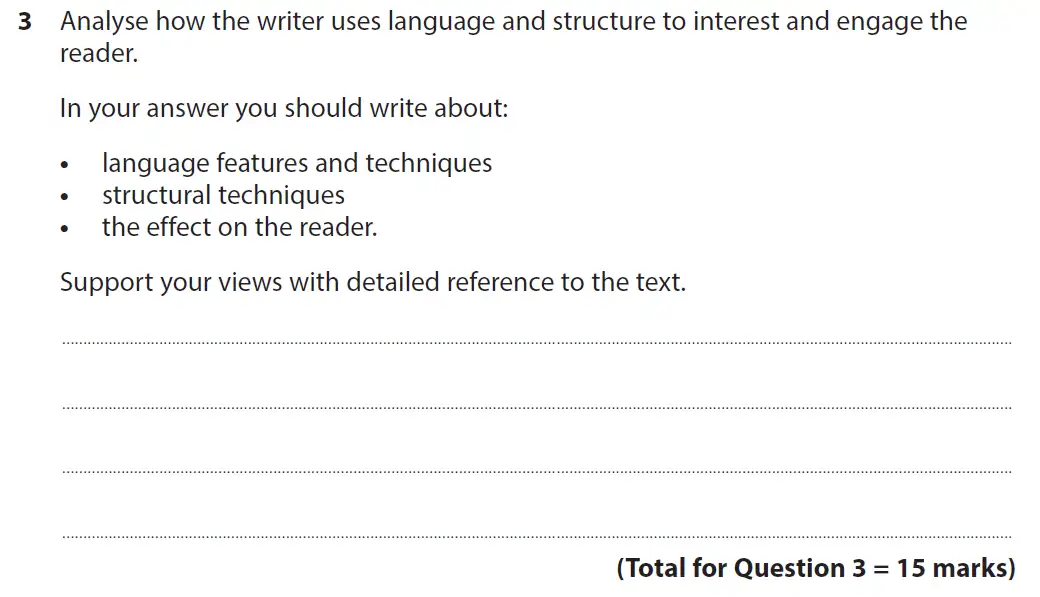 Question 03 - GCSE Edexcel English Language Past Paper 2 - November 2021
