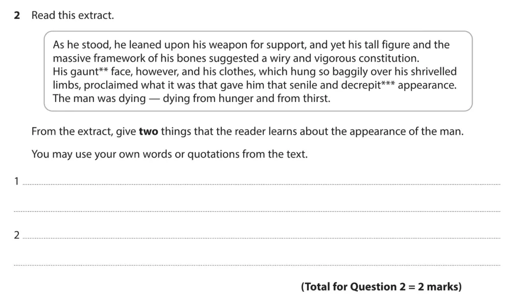 Question 02 - GCSE Edexcel English Language Past Paper 1 - November 2022