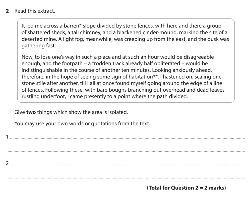 Question 02 - GCSE Edexcel English Language Past Paper 1 - November 2023