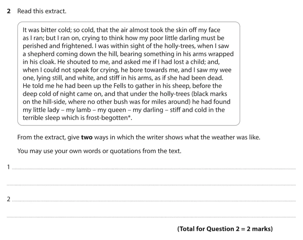 Question 02 - GCSE Edexcel English Language Past Paper 1 - June 2024