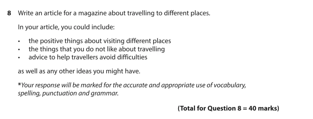 Writing task 08 - GCSE Edexcel English Language Past Paper 2 - June 2022