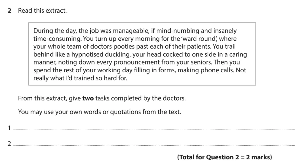Question 02 - GCSE Edexcel English Language Past Paper 2 - June 2024