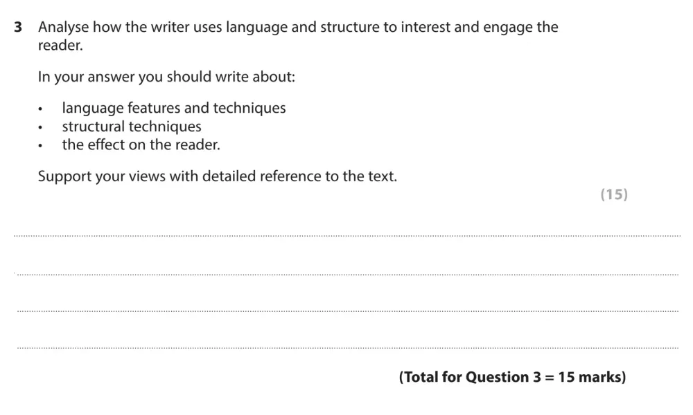 Question 03 - GCSE Edexcel English Language Past Paper 2 - November 2022
