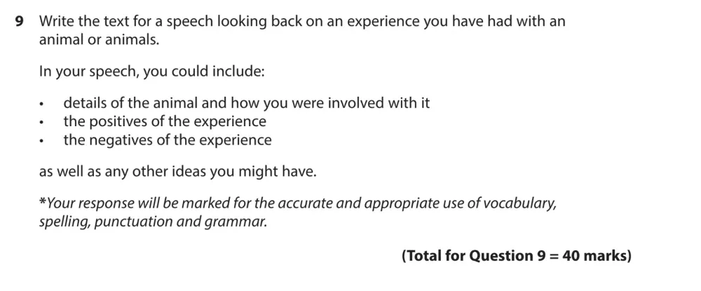 Writing task 09 - GCSE Edexcel English Language Past Paper 2 - November 2022