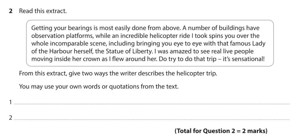 Question 02 - GCSE Edexcel English Language Past Paper 2 - November 2023