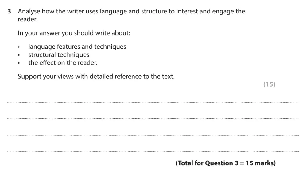 Question 03 - GCSE Edexcel English Language Past Paper 2 - November 2023