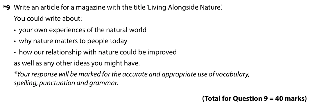 Writing task 9 - Set 2 - GCSE Edexcel English Language Predicted Paper 2 - 2026
