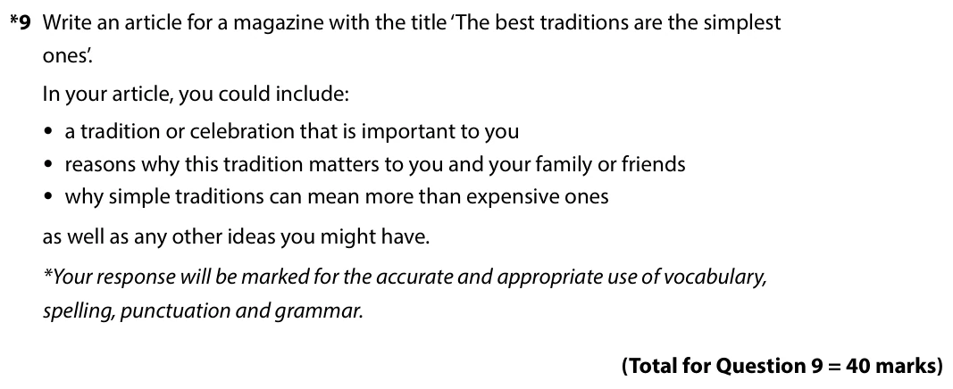 Writing task 9 - Set 3 - GCSE Edexcel English Language Predicted Paper 2 - 2026