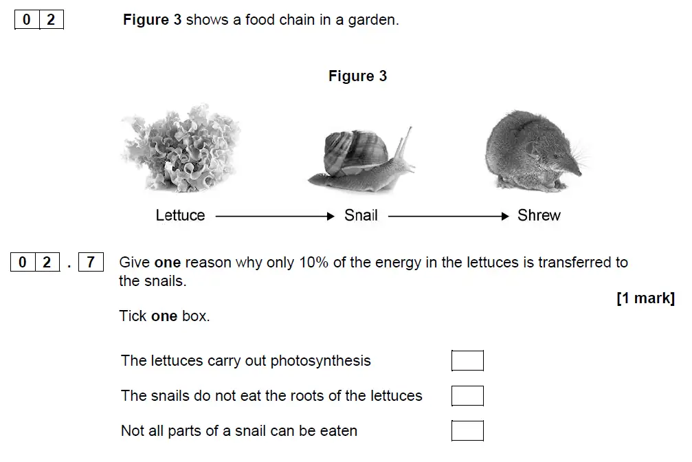 Question 10 - GCSE AQA Foundation Biology Specimen Paper 2