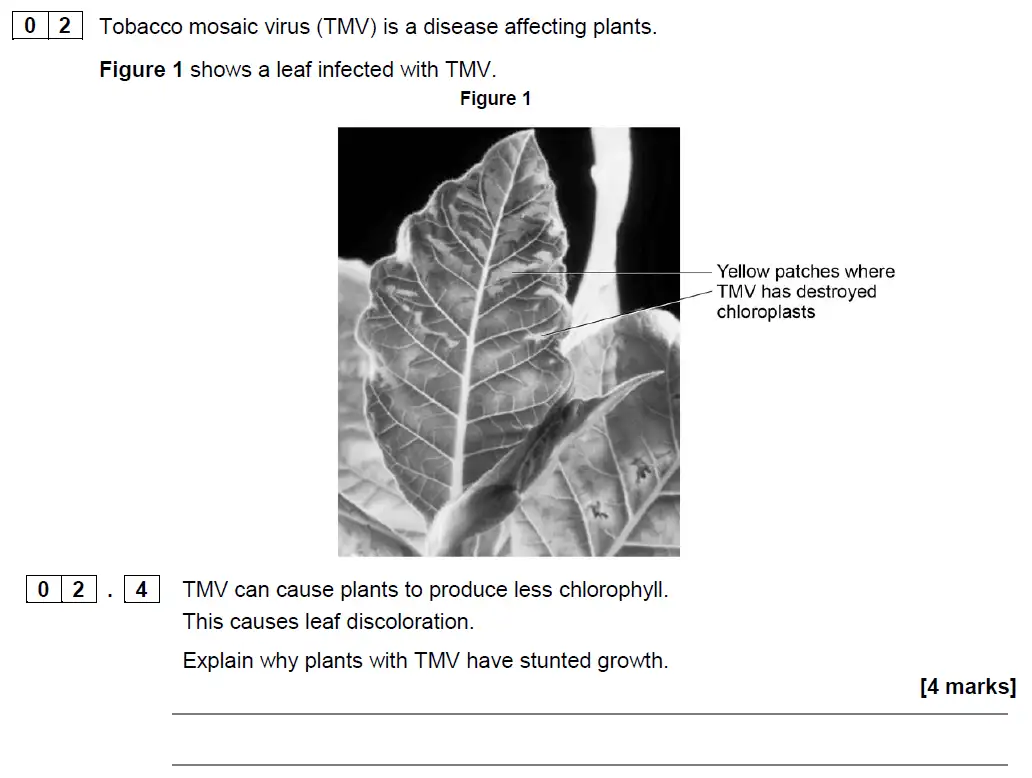 Question 10 - GCSE AQA Higher Biology Specimen Paper 1